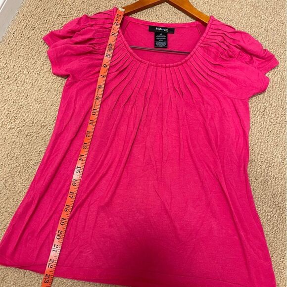Style & Co. Pleated Flutter Sleeve Blouse Pink - S - Picture 11 of 11